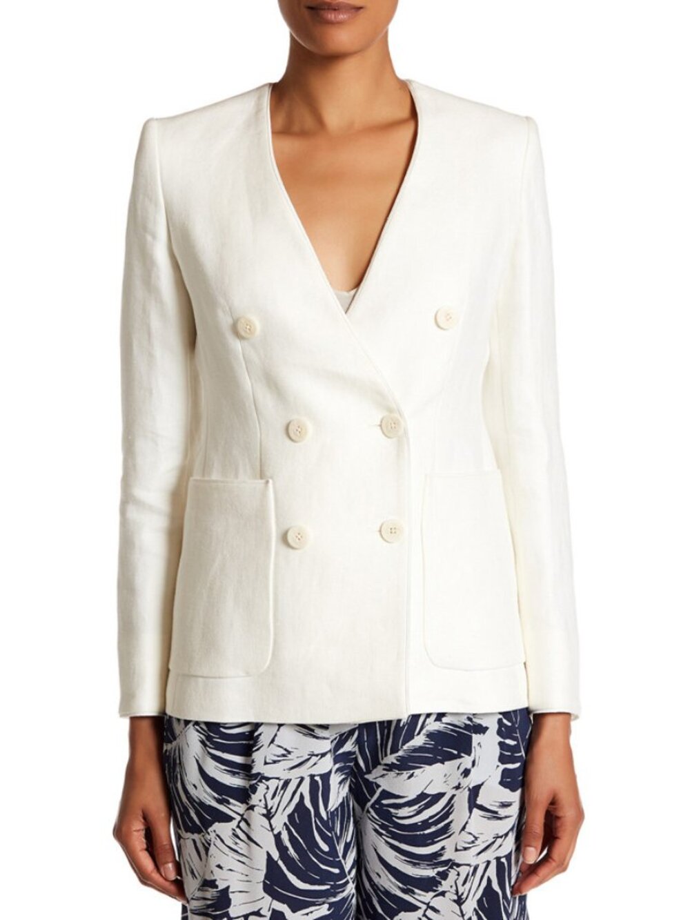 NWT $1190 Max Mara Ivory Double-Breasted Linen Blazer Jacket US 4 (FIT TO US 2)